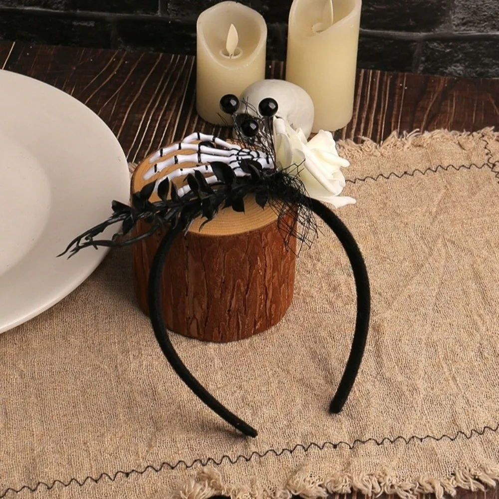 Rose Flower Halloween Headband Bat Gothic Branch Hair Hoop Photographic Props Skull Halloween Flower Crown