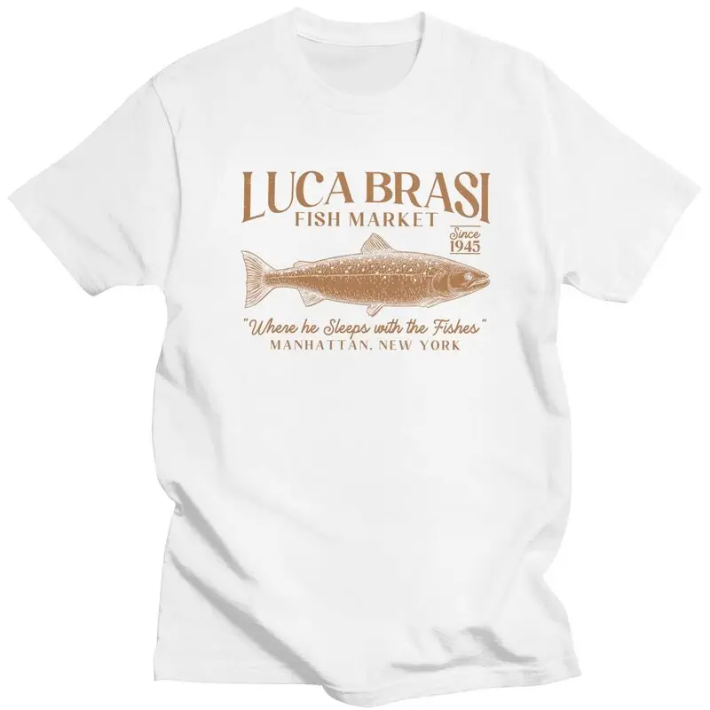 Vintage Luca Brasi Fish Market Since 1945 Tshirt Unisex Short Sleeve Casual Clothing Loose Oversized 100% Cotton Camisetas