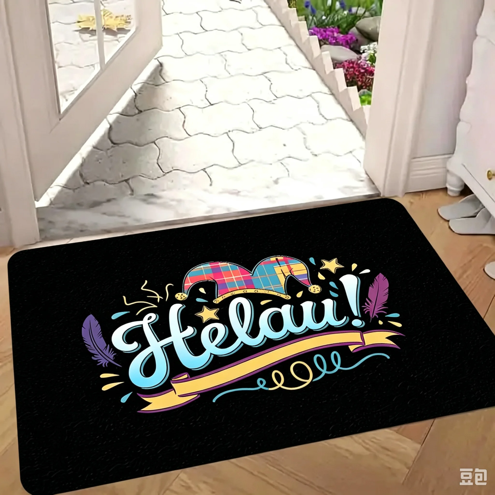 Festive Carnival Graphic Doormat for Front Entryway Floor Mat Home House Print Pattern Stylish Porch Entrance Welcome Decoration