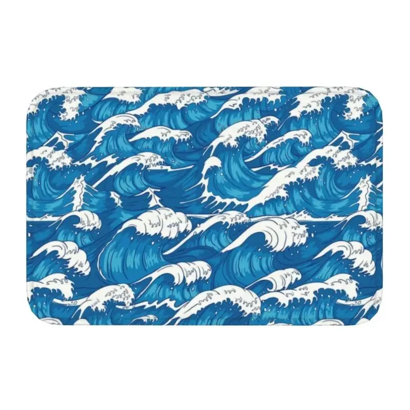 

Черно-белый коврик The Great Wave Off Kanagawa для передней двери, напольный входной коврик, японский укиё-э, кухонный коврик для ванной, ковер, коврики