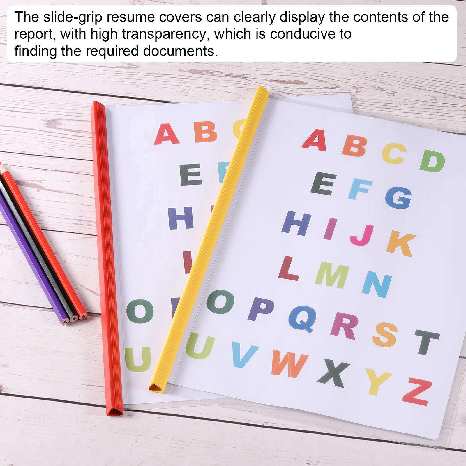 10 coperture trasparenti per report con barra scorrevole Copertine per curriculum con impugnatura scorrevole da 10 mm Cartella di presentazione A4 con capacità di 75 fogli per curriculum di file