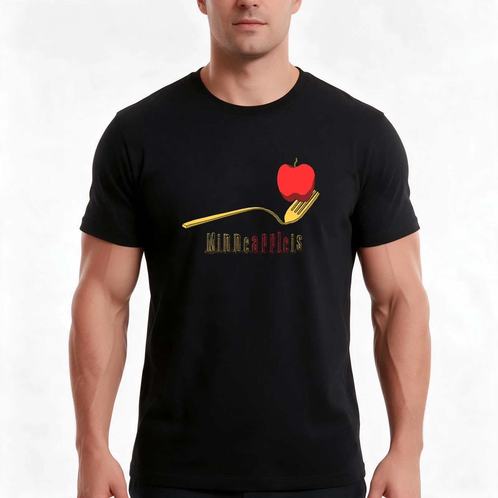 Minne-Apple-is T-Shirt, Summer Casual Cotton Tee, Oversized Streetwear Tops, Vintage Graphic Print, Loose Fit Short Sleeve