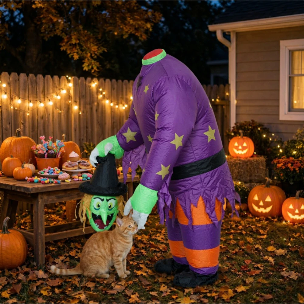 1Pc Spooky Headless Witch Inflatable Suit, Unisex Adult Fancy Outfit, Great for Horror Party, Carnival Parade & Cosplay Events view 5