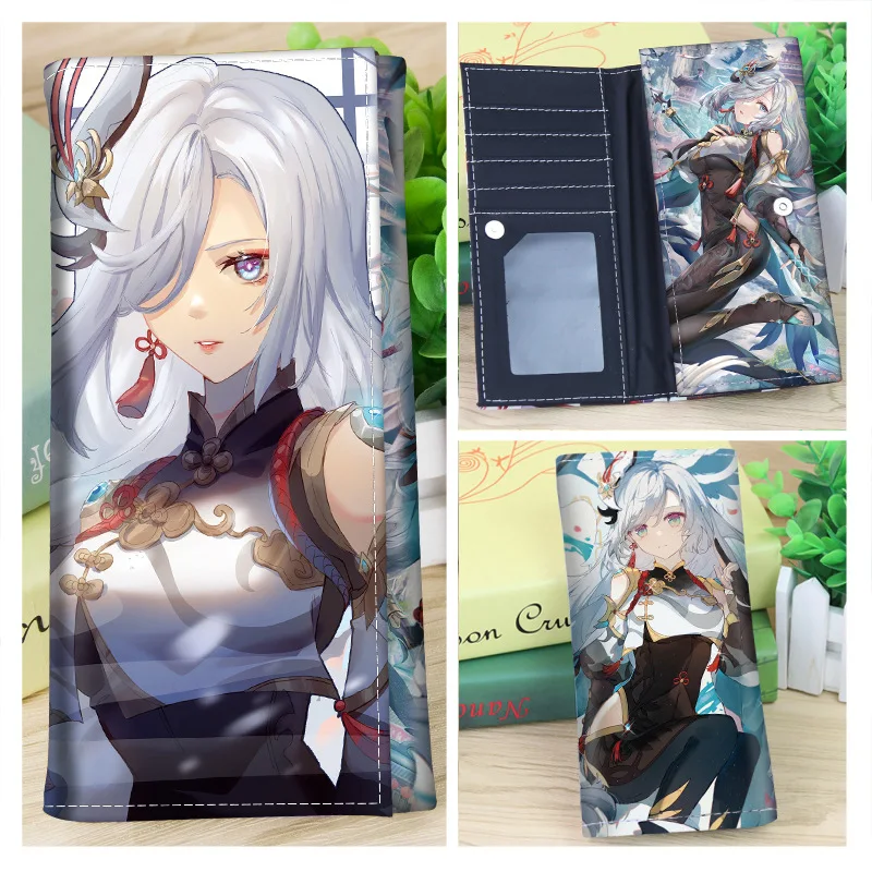 Anime Long Wallet Genshin Impact Cosplay Shenhe Scaramouche Zhongli Xiao Tartaglia Hutao Kazuha Paimon Leather Clutch Purse Gift view 5
