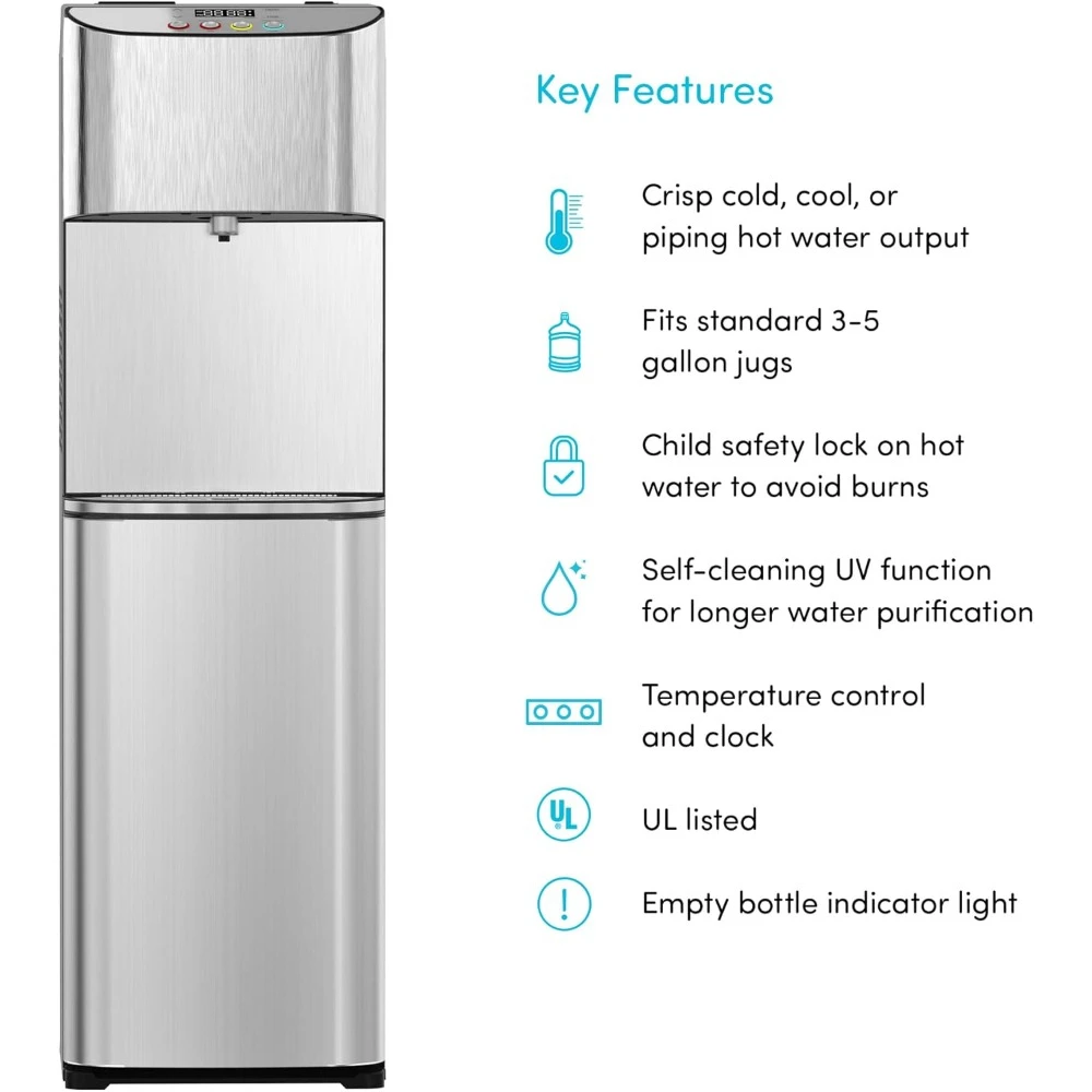 Electronic Bottom Loading Water Cooler Water Dispenser - 3 Temperatures, Hot, Cold & Room Water,Self Cleaning