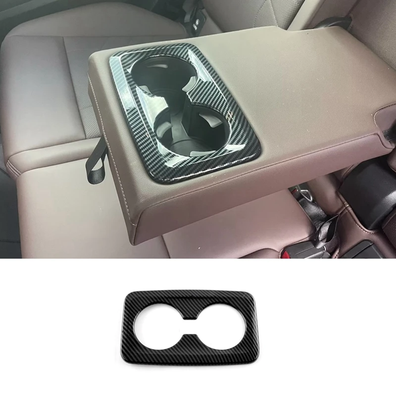 Rear Seat Water Cup Holder Cover Decoration Frame Trim For BMW X1 U11 2023 2024 Interior Parts Accessories ABS Carbon Fiber