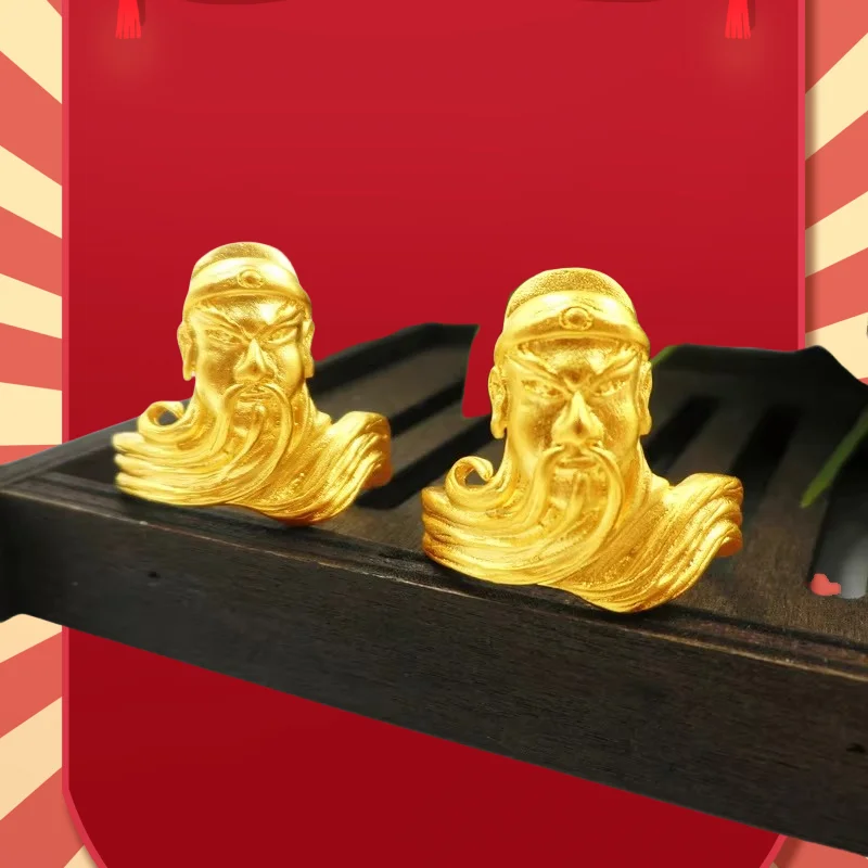 

2025 9999 Real Gold 24K Pure Gold Real Thickened Men's Open Ring Jewelry