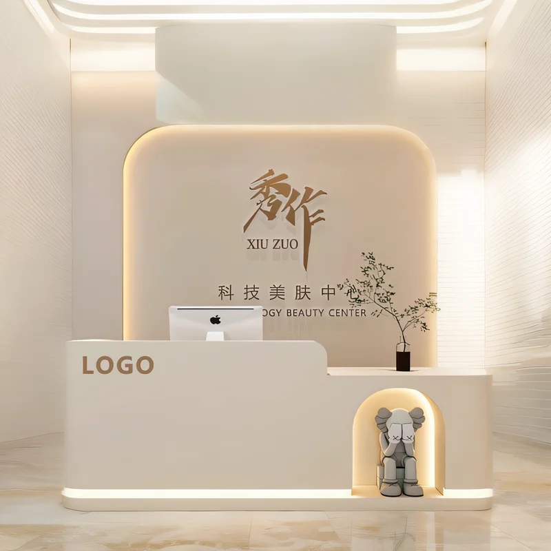 Reception Salon Beauty Furniture Counter Desk Long Entrances Tables Shop Table Hairdresser Receptionist Front Modern Escritorio