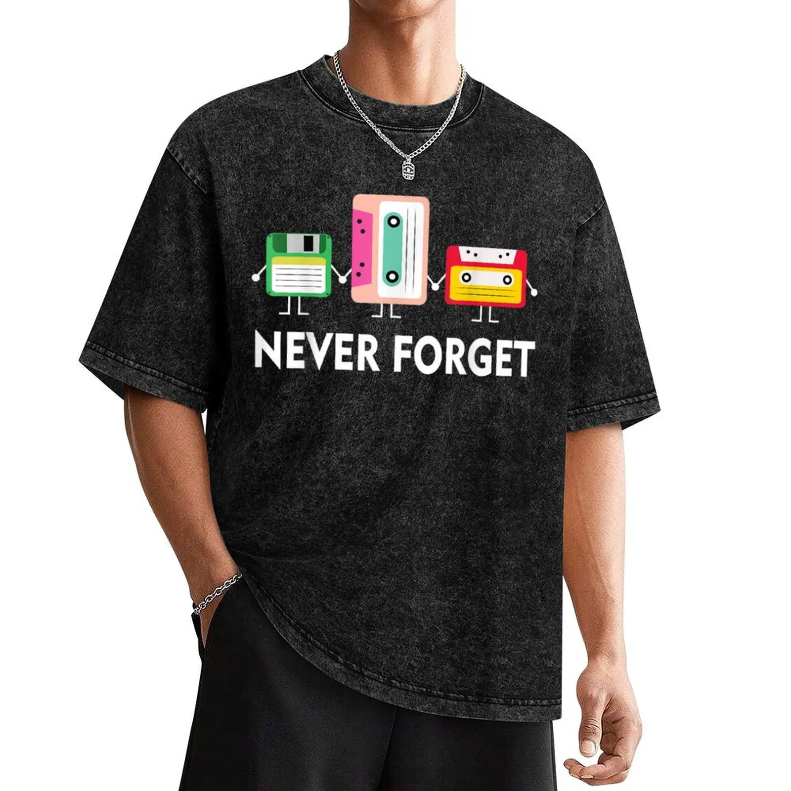 

FUNNY TECH Never forget floppy disk cassette tape T-Shirt for a boy street wear sports fans shirts men