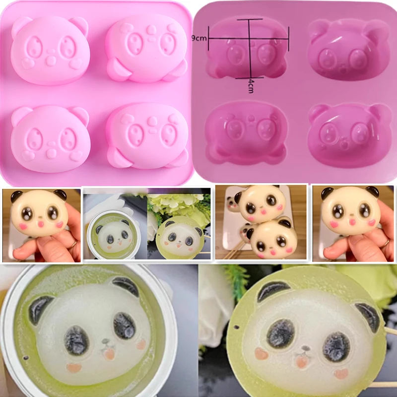 3D 실리콘 귀여운 팬더 실리콘 몰드 초콜릿 캔디, DIY 곰 종이 컵 케이크 장식 도구, 비누 송진 클레이 몰드, 12.1cm * 12.5cm