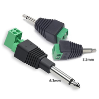 1PCS Mono 6.3mm 3.5 Male to 2Pin 2 Screw hole Fixed Cable Adapter Connector 2P Screw Fixed Line DIY Audio Connector