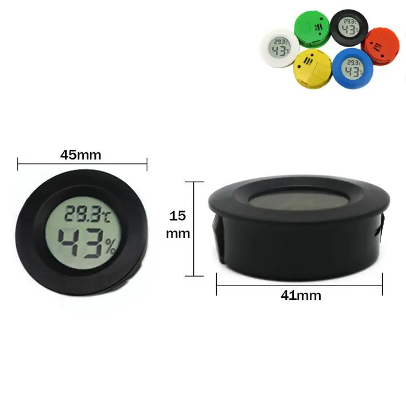 Mini LCD Digital Thermometer Hygrometer Meter Round Shape LCD Display Reptile Aquarium Temperature Humidity Meter Detector Tool