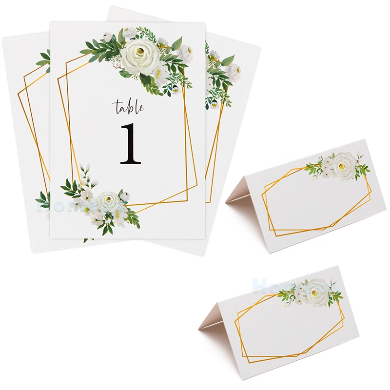 75Pcs/set Greenery Eucalyptus Design Table Numbers 1-25 50 Place Cards Blank Name Card Wedding Party Table Decoration for Guests