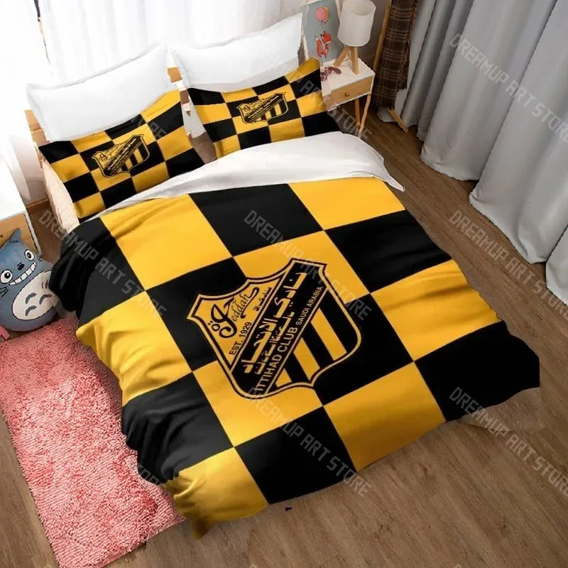 

3D Print Fashion Al-Ittihad Club Jeddah Club Bedding Set Boys Girls Twin Queen Size Duvet Cover Pillowcase Bed Kids Adult