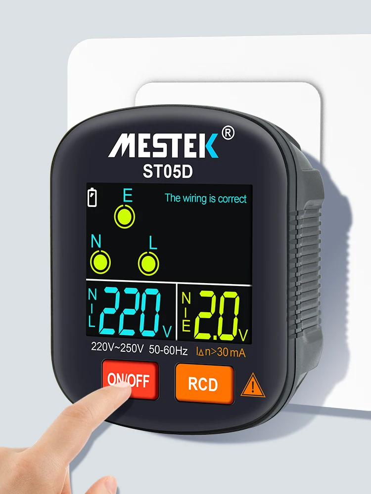 Testador de Soquete de Voltagem Detector de Soquete Plugue ue Plug Terrestre Linha Zero Polaridade Verificação de Fase Rcd Testador