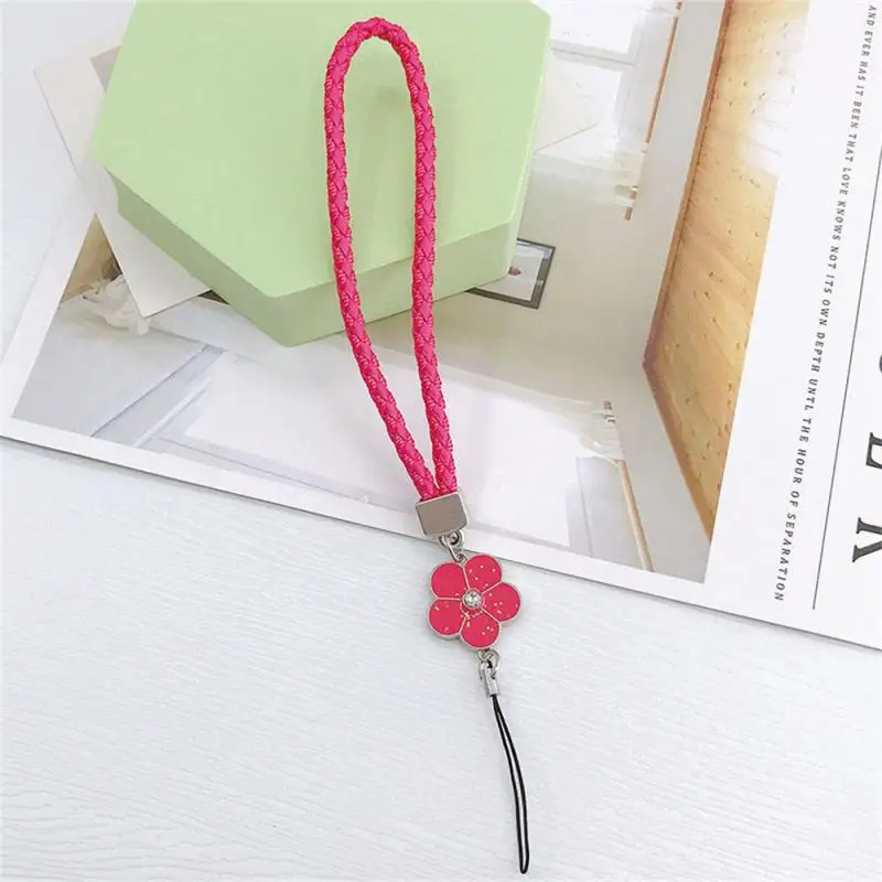 Vintage Leather Woven Non-slip Phone Chain Lanyard Vintage Flowers Plum Blossom Charm Phone Case Rope New Jewelry for Women Gift