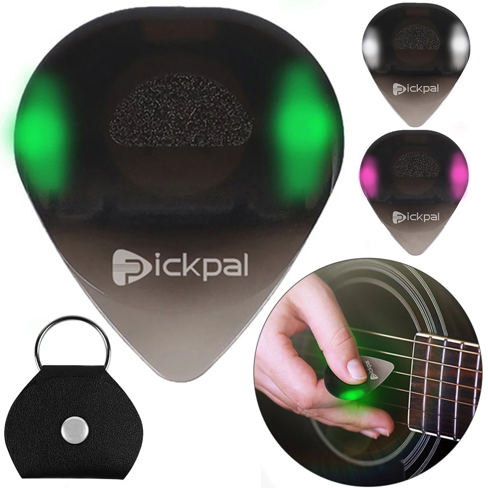 Plastic Guitar Picks with High-Sensitivity LED Light Musical Instrument Glowing Plectrum Portable for Bass Electric Guitarists