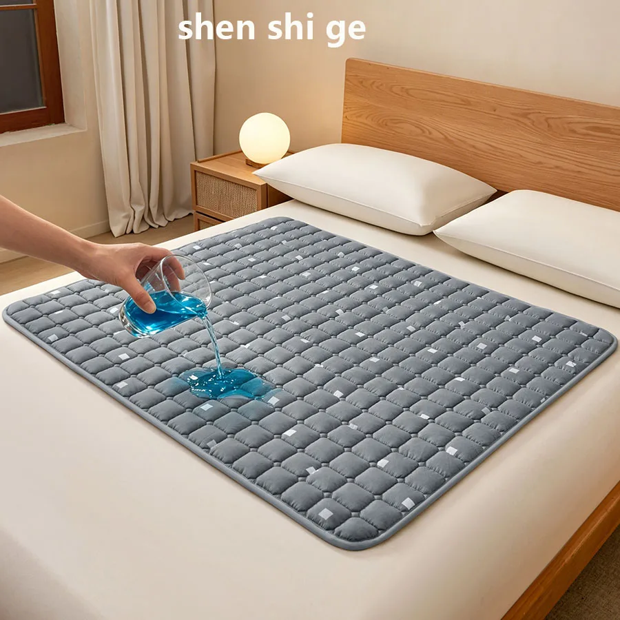 Waterproof Quilted Mattress Protector Antibacterial Breathable Multifunctional Bed Cover for Single Double Size