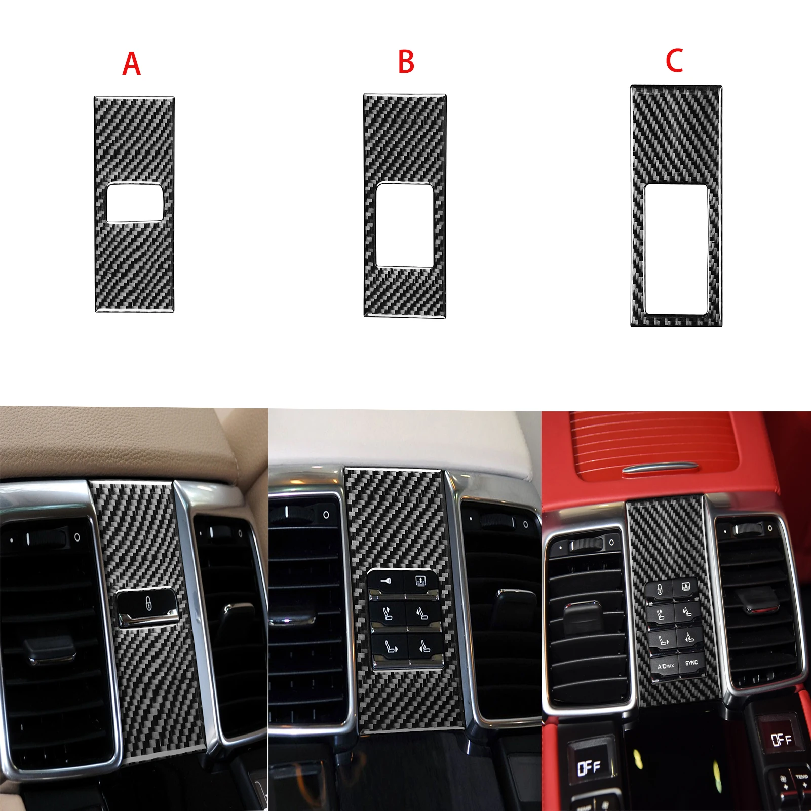 Per Porsche Panamera 2010-2016 Pannello di regolazione del sedile posteriore in fibra di carbonio Grana del legno Interni auto Accessori Decorazione Adesivo