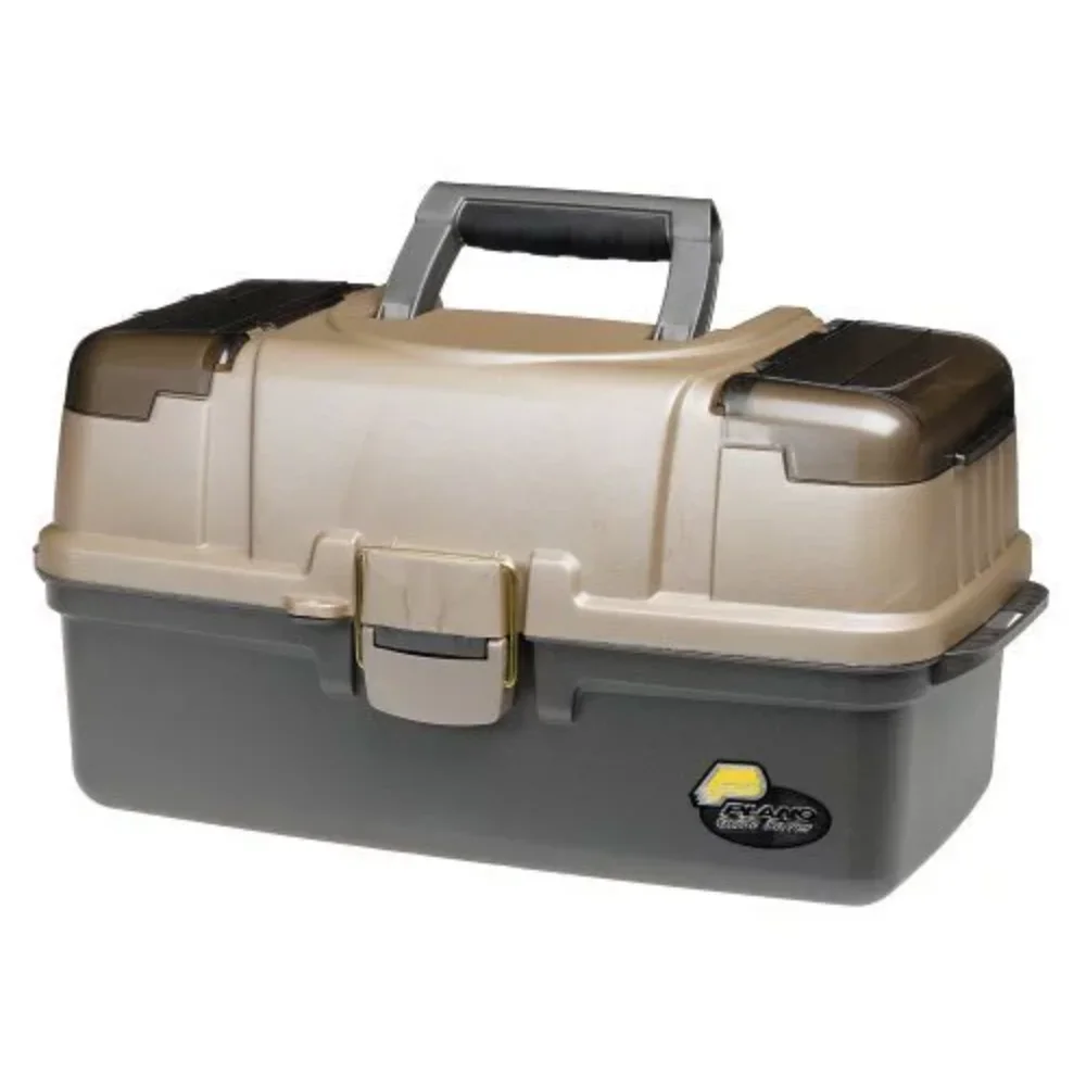 

2023 New Plano Fishing Large 3-Tray Tackle Box with Top Access, Graphite/ Sandstone