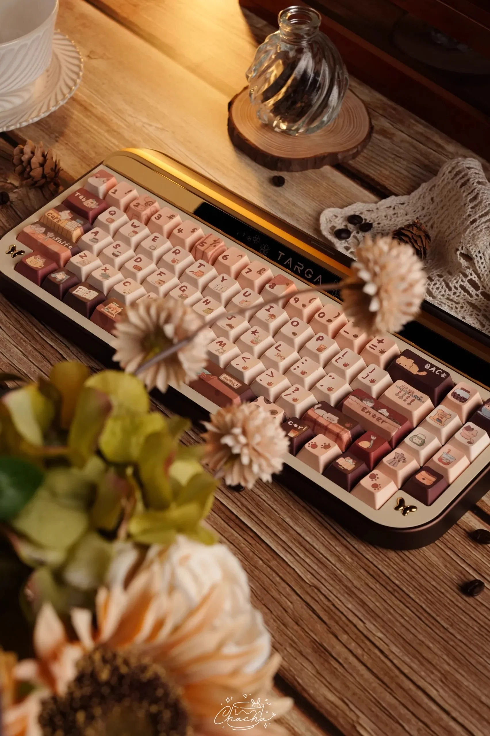 LilyX Lab Meow Cafe Keycaps Customize Sublimation 138 Keys Mechanical Keyboard Keycap Cherry SOA Height Kawaii Gamer Accessories