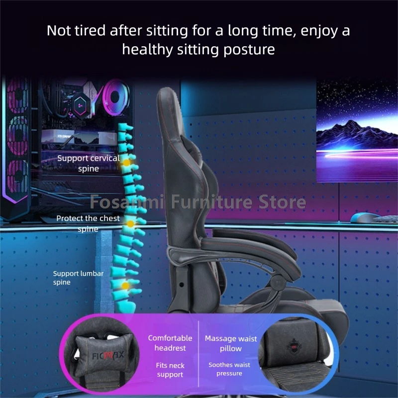 ปรับหนังย้อนยุคเก้าอี้คอมพิวเตอร์สําหรับเล่นเกมพร้อมการเชื่อมโยงที่เท้าแขนเก้าอี้สํานักงานตามหลักสรีรศาสตร์โต๊ะนอนเก้าอี้ล้อเลื่อนสําหรับนักเล่นเกม