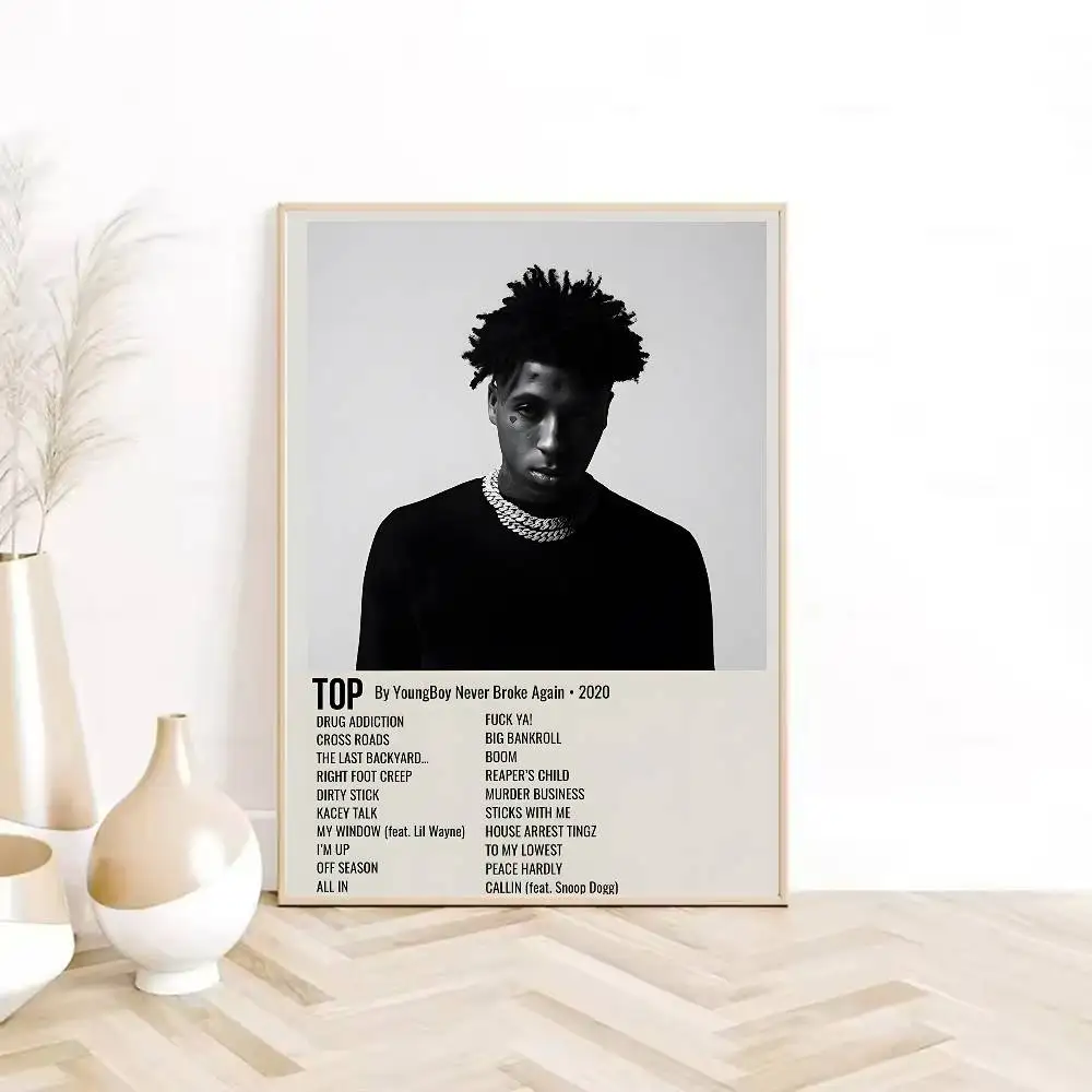ملصق YoungBoy Never Broke Again عالي الدقة على الحائط اللاصق المقاوم للماء وغرفة المعيشة وغرفة النوم والديكور الجمالي