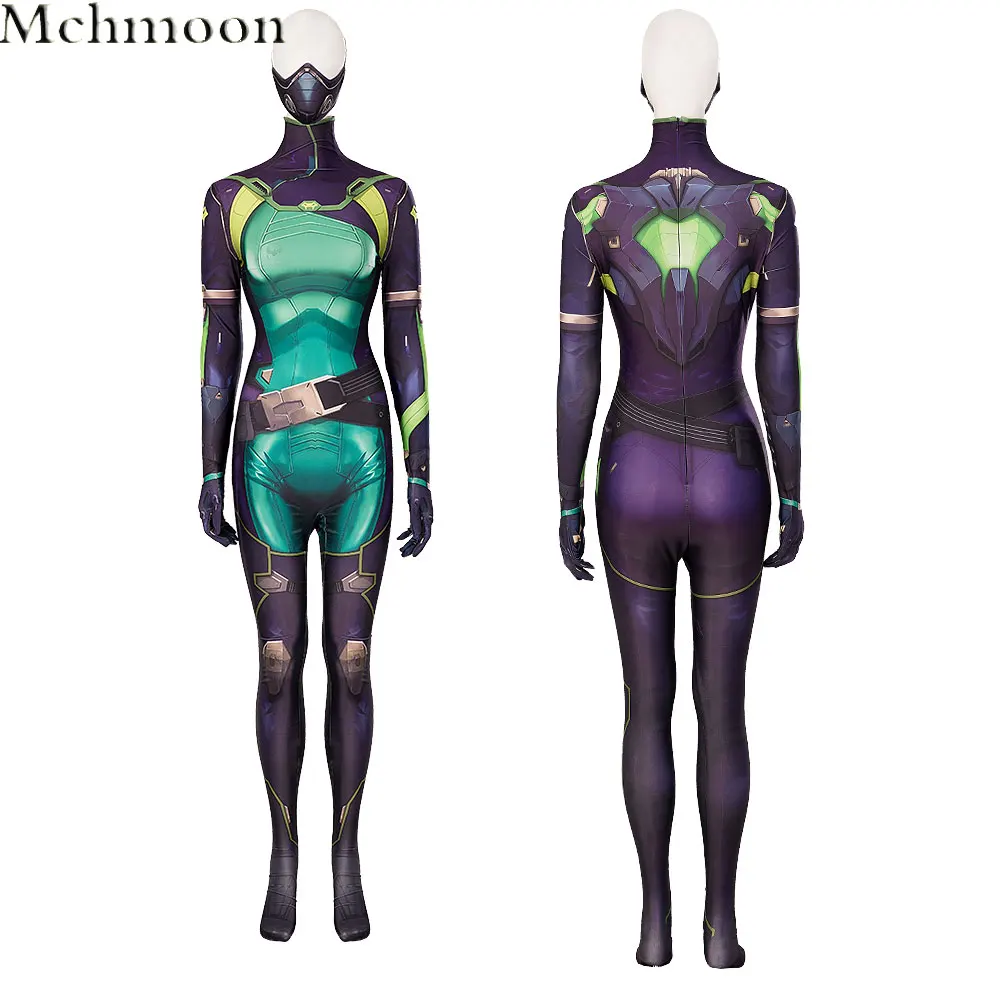 

Game Valorant Viper Cosplay Spandex Bodysuit Print Jumpsuit Halloween Party Carnival Costume For Women Viper bodysuit