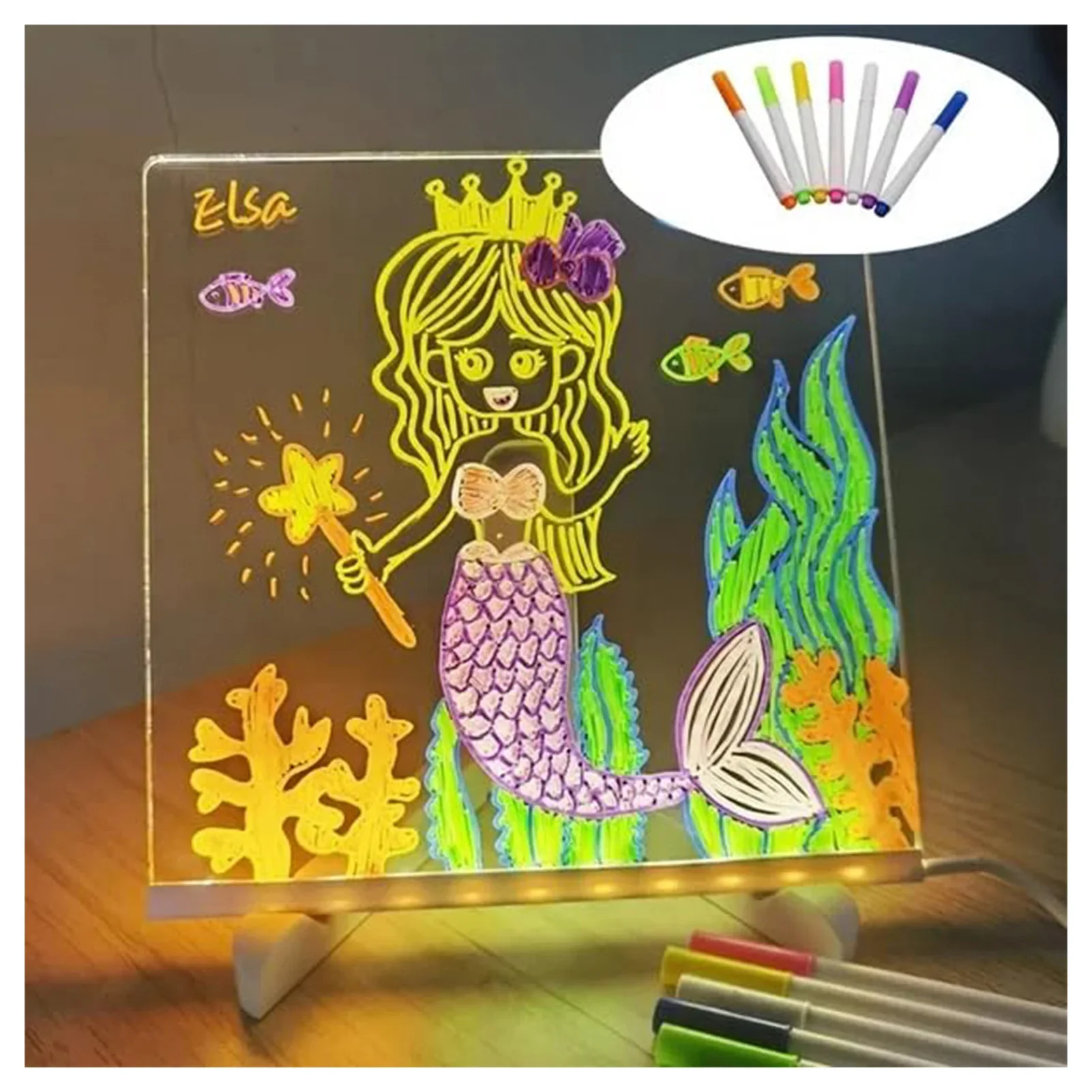 

Acrylic Dry Erase Board with Light Memo LED Letter Message Board Perfect for Children Back to School