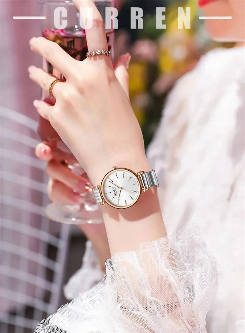 CURREN 9081 Elegante Damen-Quarzuhr, wasserdicht, Edelstahlarmband, Business-Damenuhr, Relojes De Mujer – Detail 1