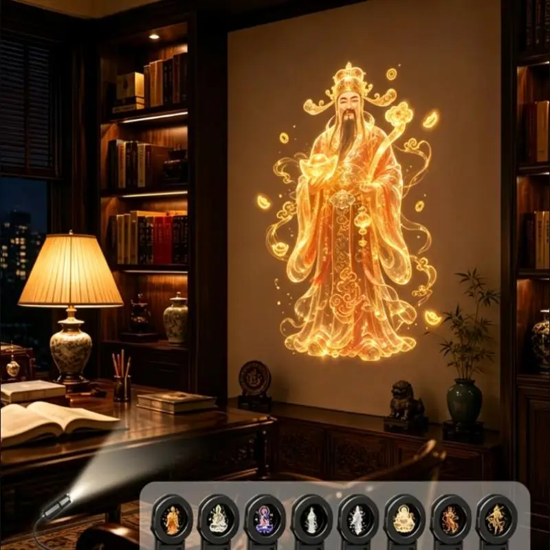 New USB Religious Figures Projector Lamp With 8 Patterns Night Light For Home Atmosphere Lighting Decor