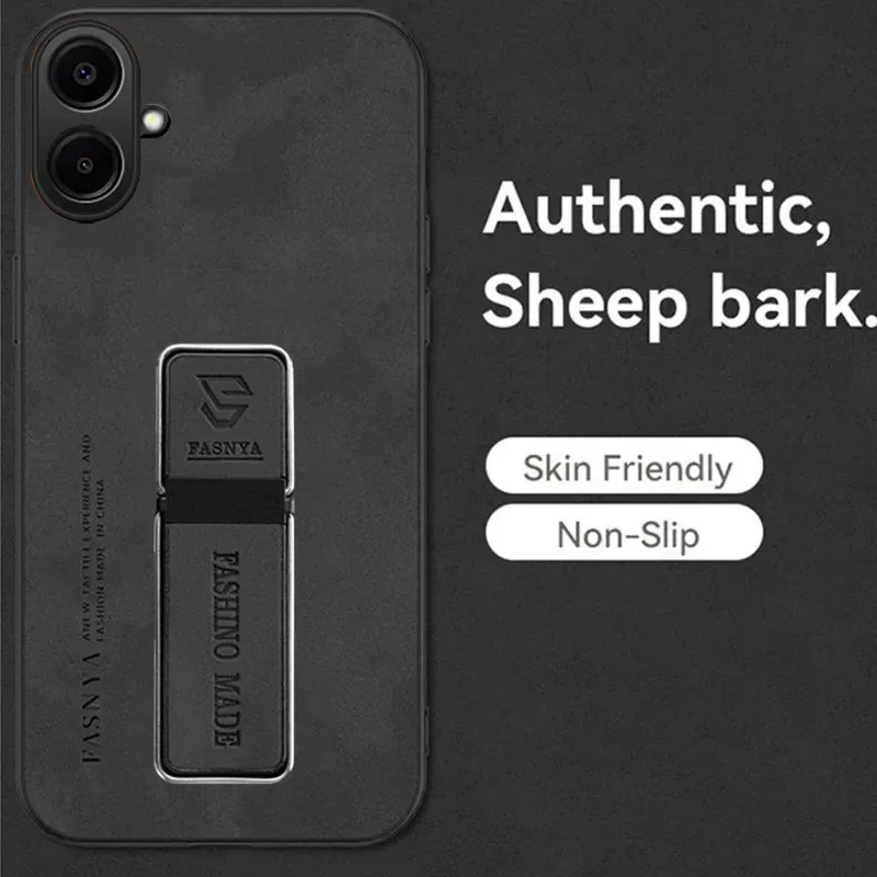 Skinlee Case For Samsung Galaxy A08 A07S Silicone shell with bracket design For Samsung Galaxy A08 A07S Cashmere skin Phone Case