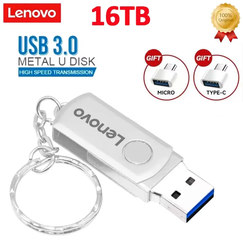 Original Lenovo 16TB USB3.0 Flash Drives U Disk High Speed Metal Pendrive WaterProof Type-C Memoria USB Stick USB Drives 8TB 4TB