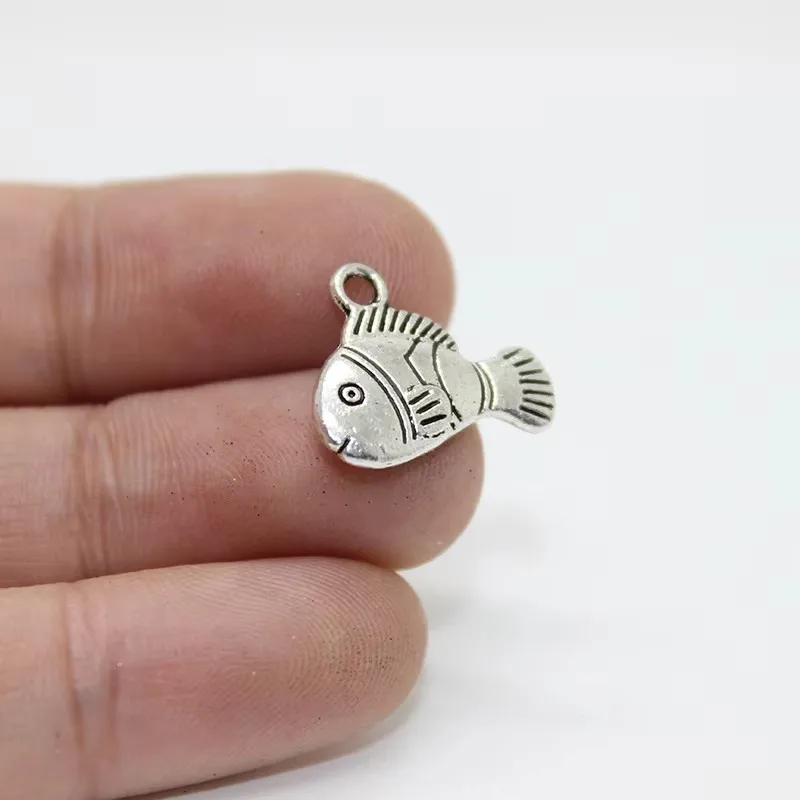 20pcs  fish charms Antique silver tone 3d Clown Fish Charms Pendant For Jewelry Diy  Making Necklace Earrings