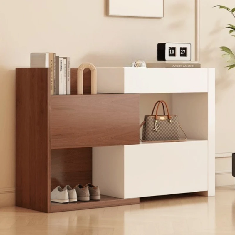 

Entryway Modern Shoe Rack Wooden Black Space Saving Shoe Rack Storage Unit Zapateras Organizador Multifunction Furniture