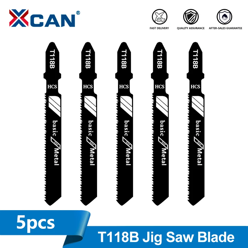 XCAN 5 Stück HCS Stichsägeblätter T118B 76 mm Stichsägeblätter aus Kohlenstoffstahl mit T-Schaft für Holzschneidwerkzeuge
