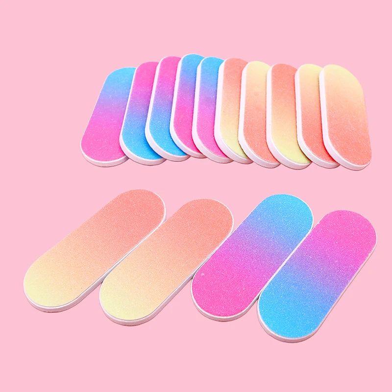 10Pcs New Washable Nail File Gradient 5cm Color Sand Double Sided Polishing Tools Nail Carentry Salon