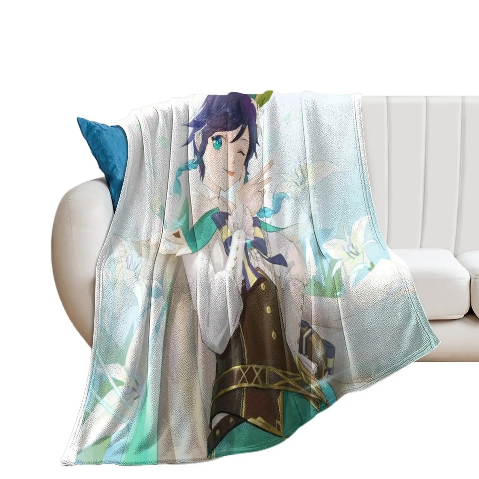 Venti Genshin Impact Throw Blanket Giant Sofa Luxury Decorative Sofas Flannels Blankets