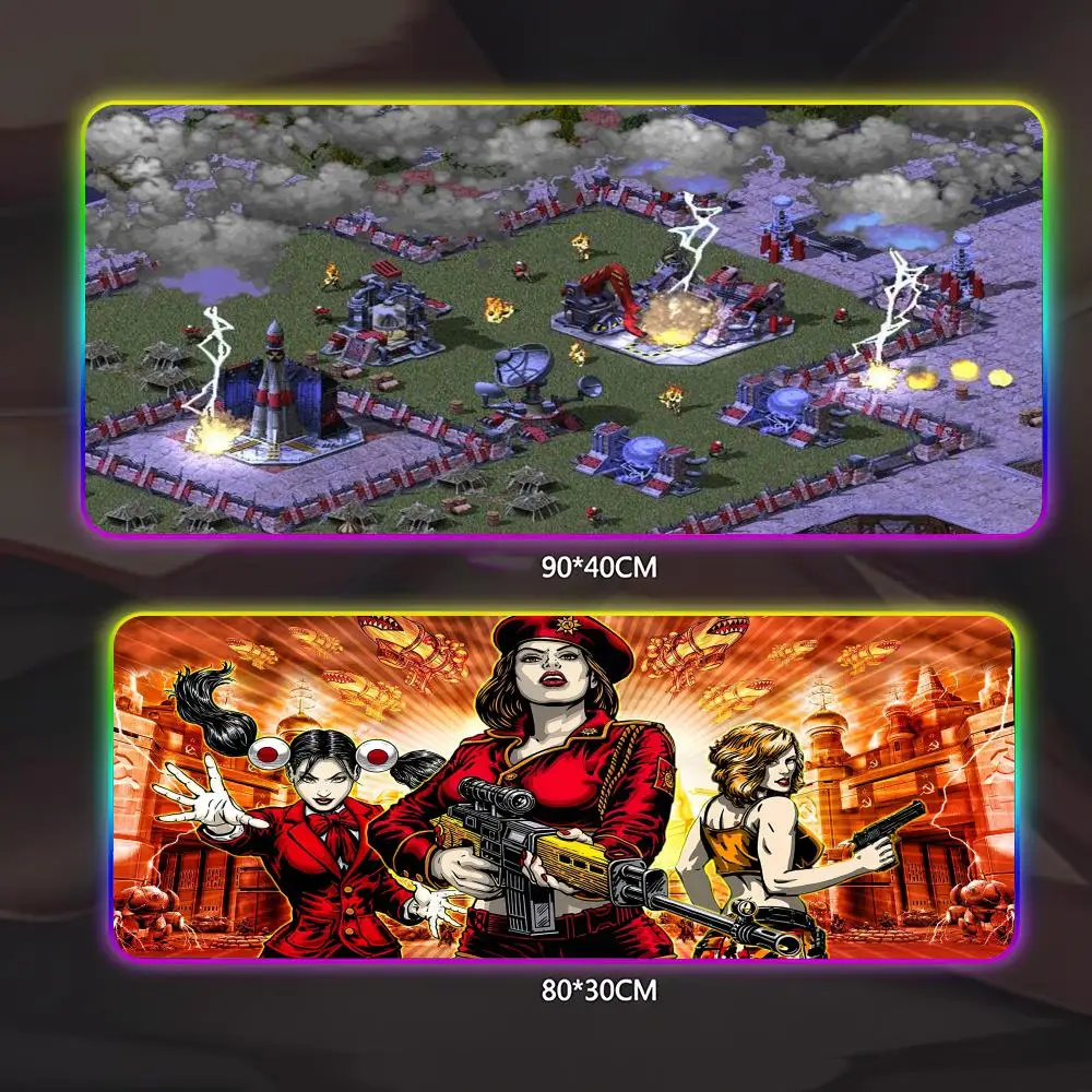 

R-Red Alert Mouse Pad Gamer Luminescence Led Mouse Pad Gaming Table Rgb Deskmat Keyboard Pc Mousepad