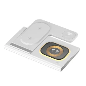 Falten -Ladegerät -Unterstützung, schnelles Laden, LED, Samsung S24, S23, S22, Uhr 6, 5, 4, aktiv 1, 2, Galaxy Buds, 30W, 3 in 1 6 Hauptverkaufsladegerät Iwo W26 - №1