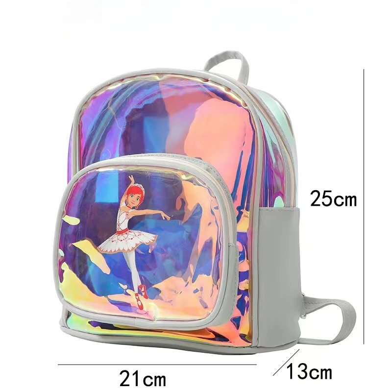 Children\'s Fantasy Ballet Pattern Laser Fashion Casual Daily Matching Clothing Travel Girls Cute Dance Storage Backpack