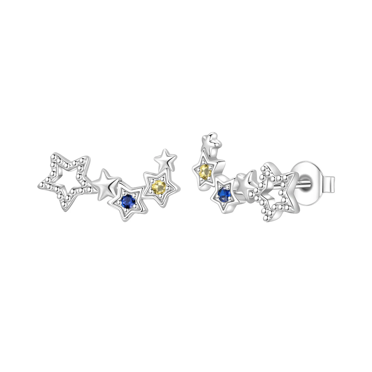 S925 Sterling Silver Star Earring Multi‑Star Crawler Stud Earrings With Cubic Zirconia Hypoallergenic Celestial Ear Jewelry Gift