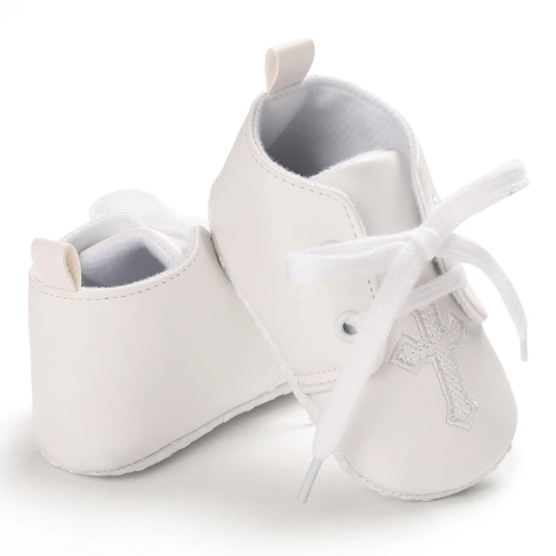 Weiße Tauf-Babyschuhe für Jungen und Mädchen, weichsohlige Baptismusschuhe, Sneakers für Neugeborene, Tauf-Lauflernschuhe – Detail 18