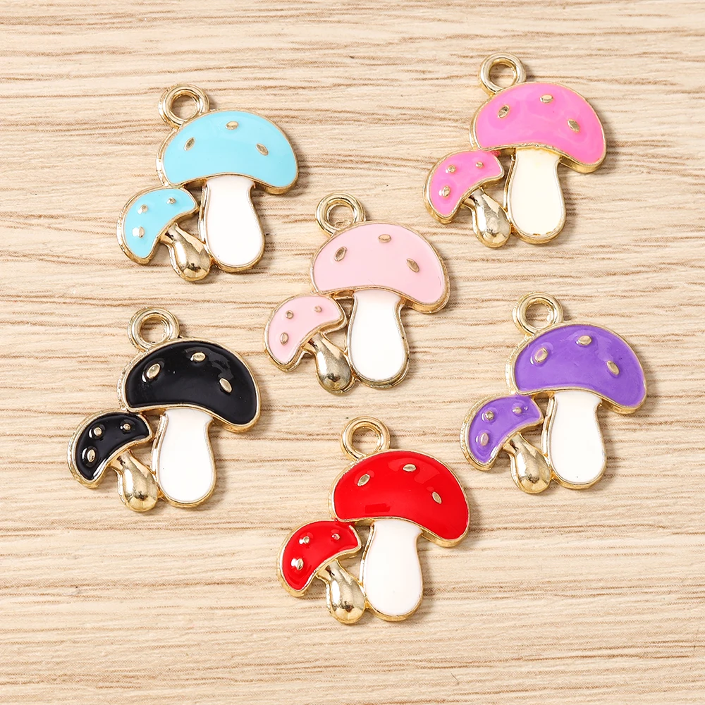 Tusember 20 Stück 18 x 20 mm niedliche Kawaii-Pilz-Anhänger für handgefertigte Ohrringe, Armbänder, Halsketten, DIY-Schmuckherstellungszubehör – Detail 4