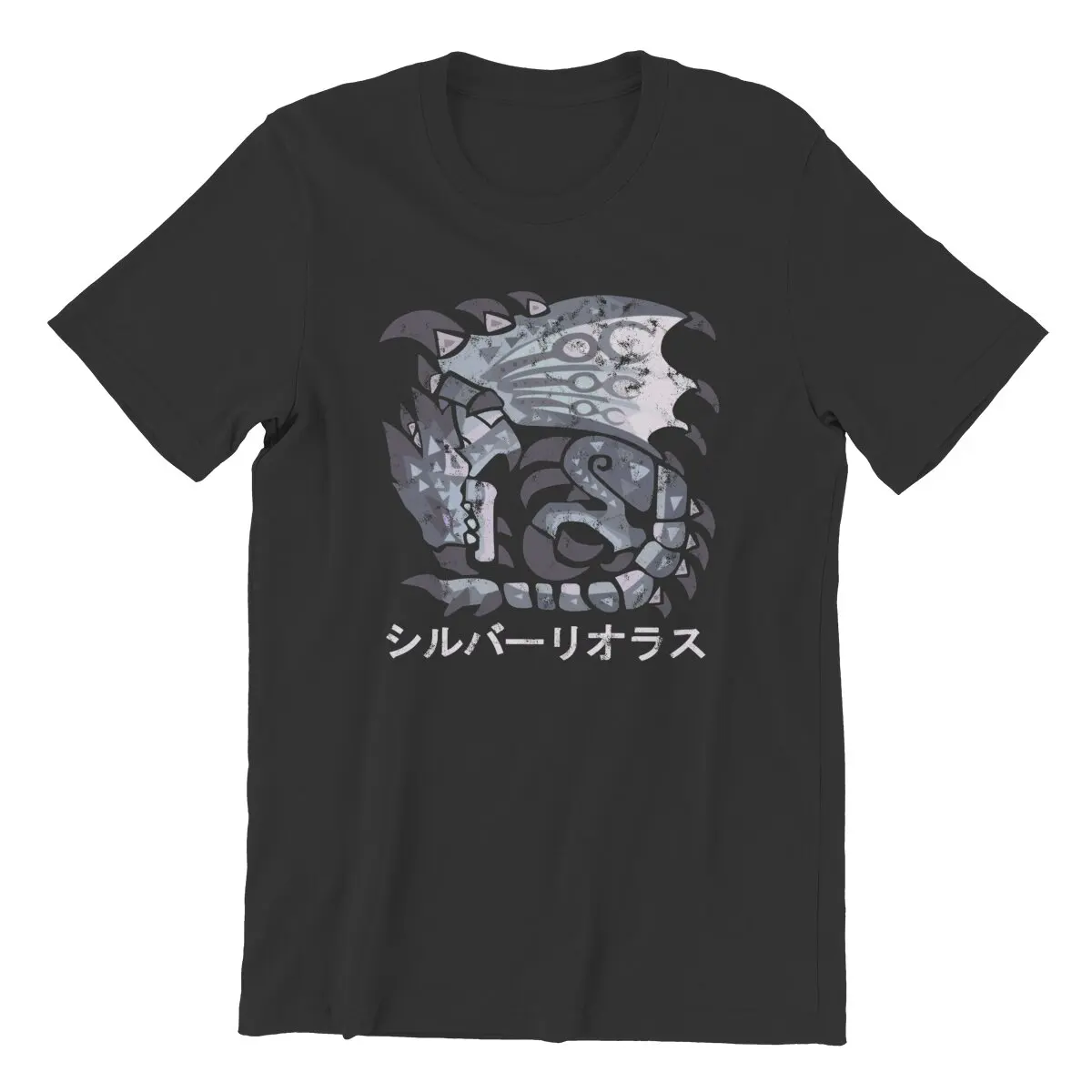 Monster Hunter World Iceborne Silver Rathalos Kanji   T-Shirts Men  Novelty Pure Cotton Tee Shirt  T Shirts Classic Tops