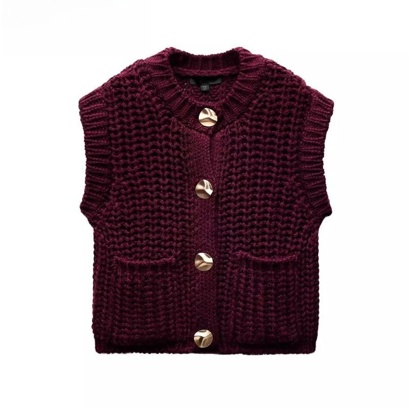 

Spring New Arrival Women's Svel round Ne Thi Needle Knitted Vest 580204 58024 Commute Sle Regular Thin Pu...