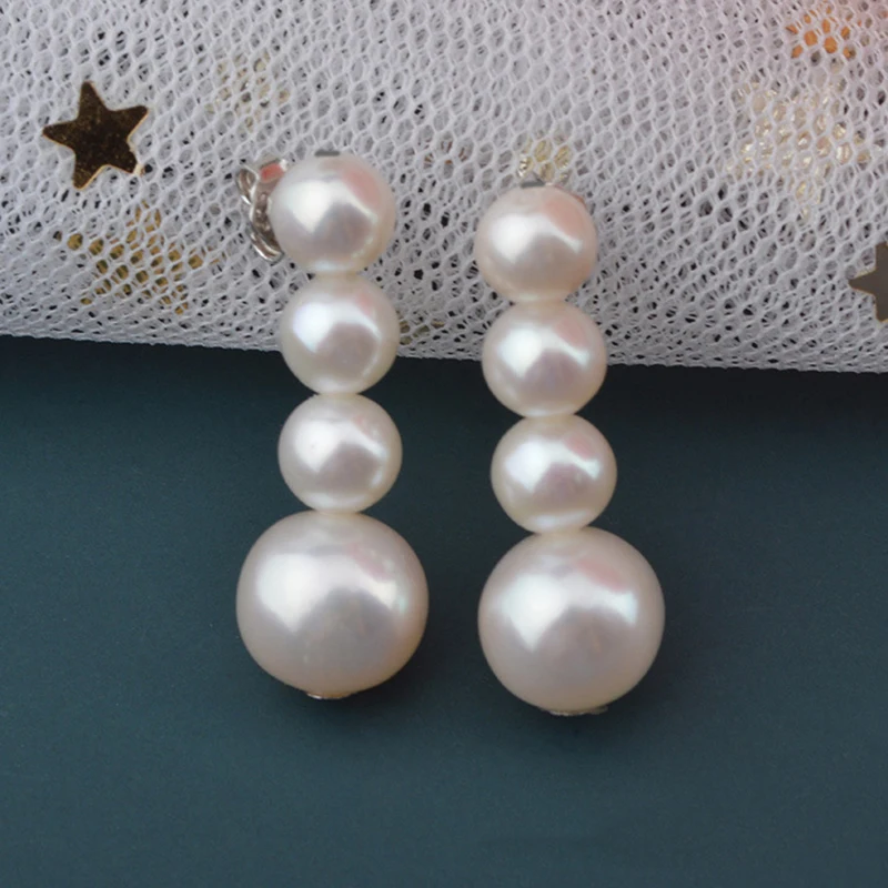 

Princess Beautiful AAA 6-7mm 9-10mm South Sea Round White Real Pearl Earrings For Women Free Shipping