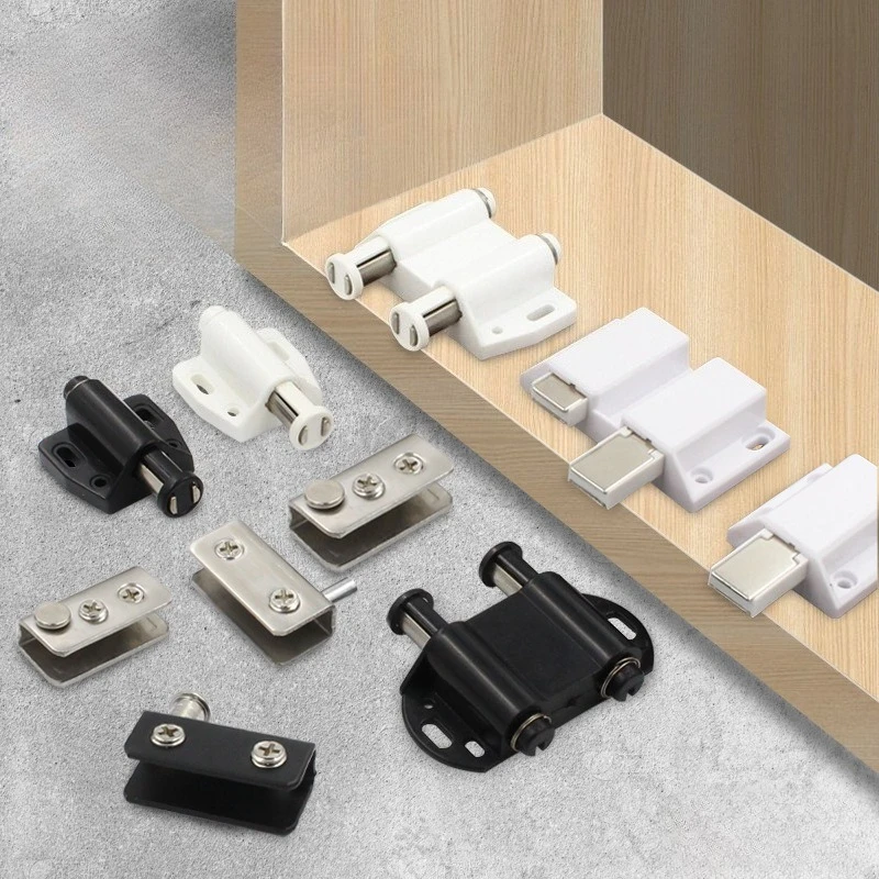 Stainless Steel Glass Cabinet Door Hinge Top Bottom Pivot Hinge for Wine Cabinet Magnetic Push to Open Catch