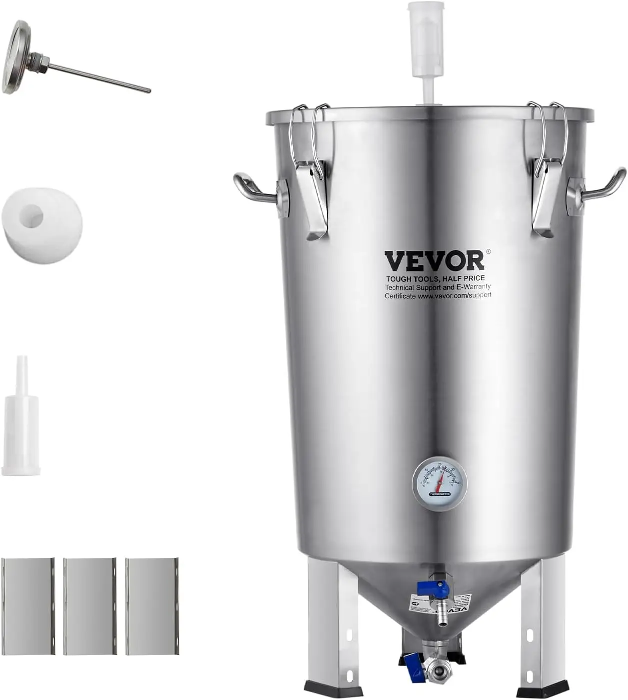 Tanque de fermentación Fermentador de cerveza de acero inoxidable de 8 galones Cubo de fermentación Fermentador para elaboración casera con base cónica