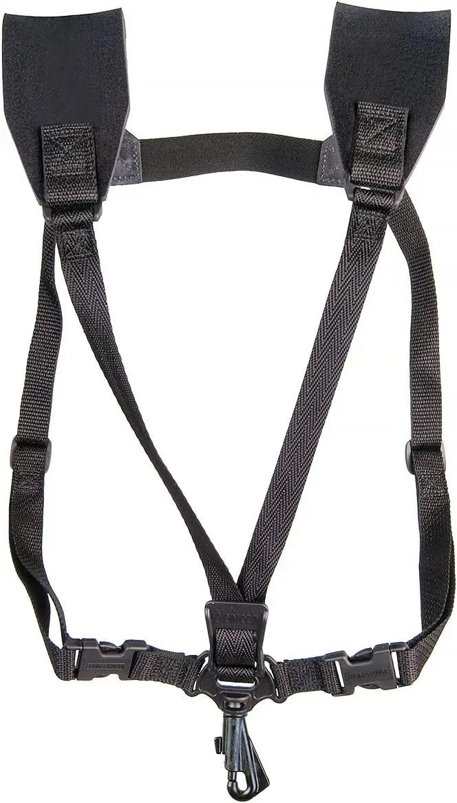 

Adjustable Padded Saxophone Harness with Swivel Hook, Universal Fit for All Saxophones, Made in USA - Black XL